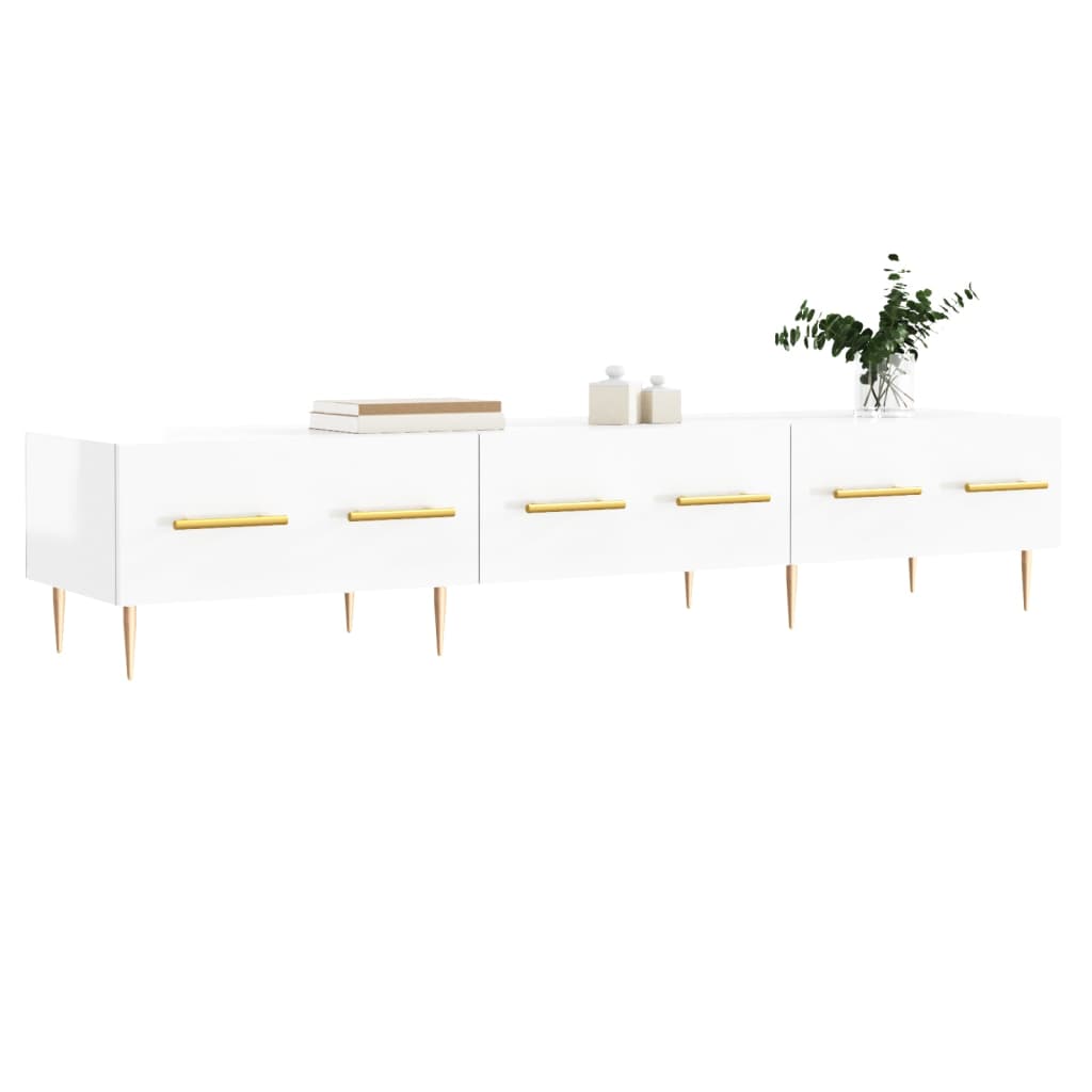 Mobile Porta TV Bianco Lucido 150x36x30 cm in Legno Multistrato
