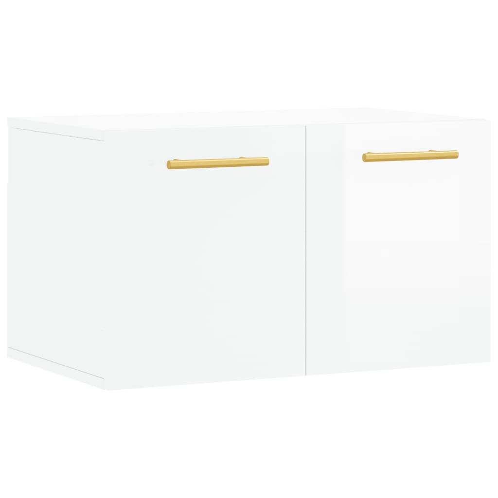 Armadietto a Muro Bianco Lucido 60x36,5x35 cm Legno Multistrato