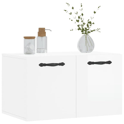 Armadietto a Muro Bianco Lucido 60x36,5x35 cm Legno Multistrato