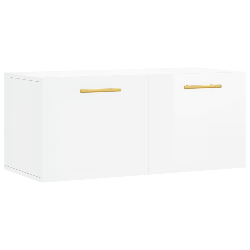 Mobile a Parete Bianco Lucido 80x36,5x35 cm Legno Multistrato