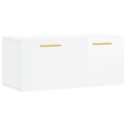 Mobile a Parete Bianco Lucido 80x36,5x35 cm Legno Multistrato