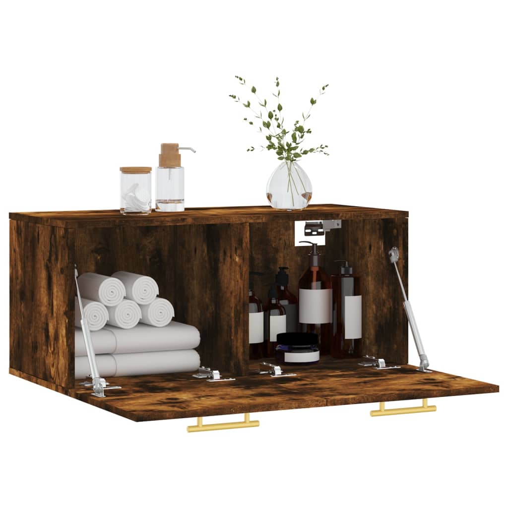 Mobile a Parete Rovere Fumo 80x36,5x35 cm in Legno Multistrato