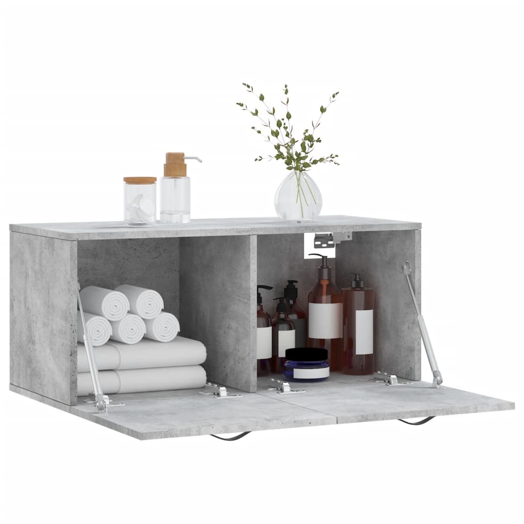 Mobile a Parete Grigio Cemento 80x36,5x35 cm Legno Multistrato