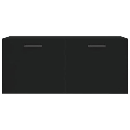 Mobile a Parete Nero 80x36,5x35 cm in Legno Multistrato
