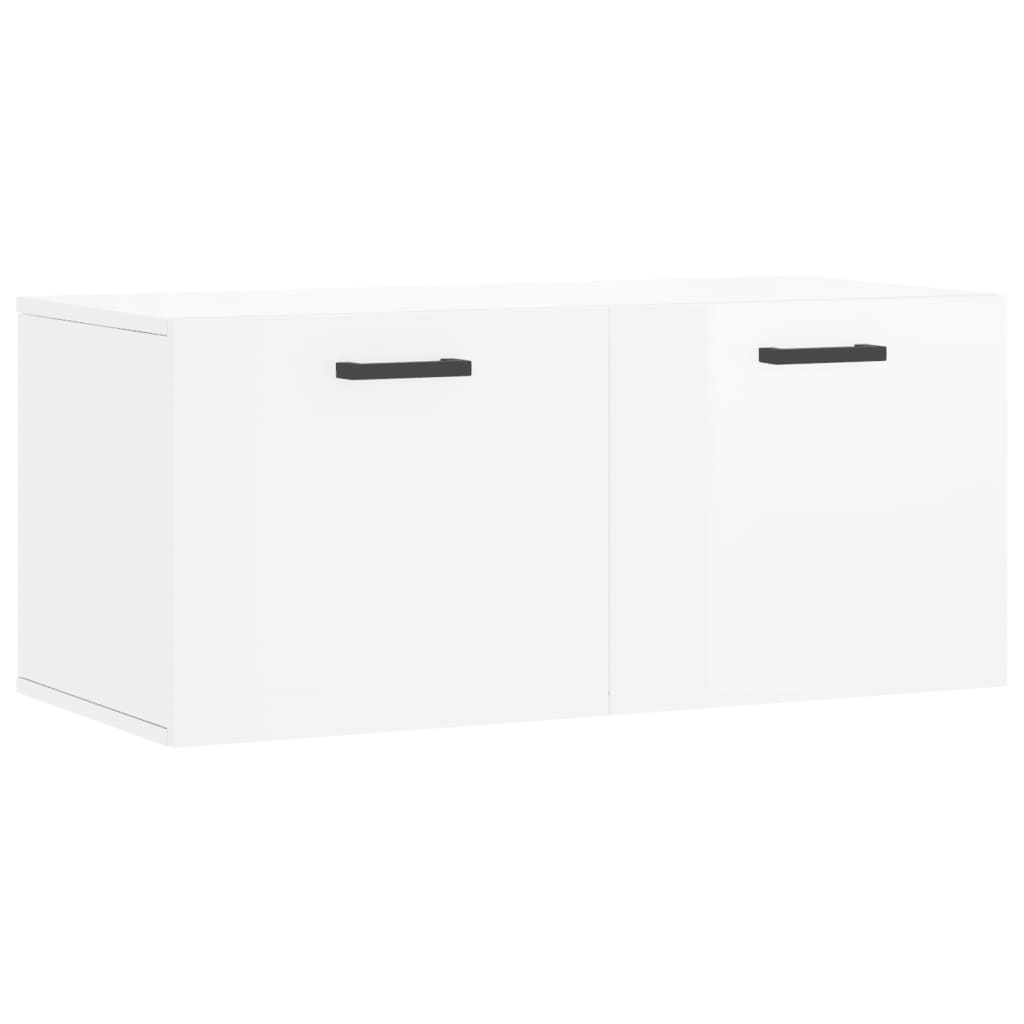 Mobile a Parete Bianco Lucido 80x36,5x35 cm Legno Multistrato