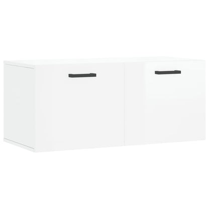 Mobile a Parete Bianco Lucido 80x36,5x35 cm Legno Multistrato