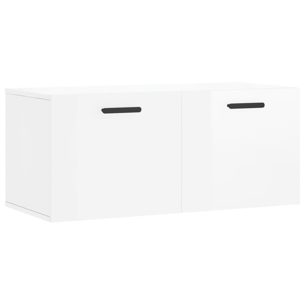 Mobile a Parete Bianco Lucido 80x36,5x35 cm Legno Multistrato
