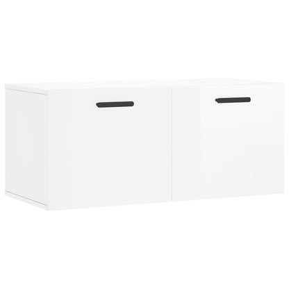 Mobile a Parete Bianco Lucido 80x36,5x35 cm Legno Multistrato