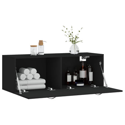 Mobile a Parete Nero 100x36,5x35 cm in Legno Multistrato