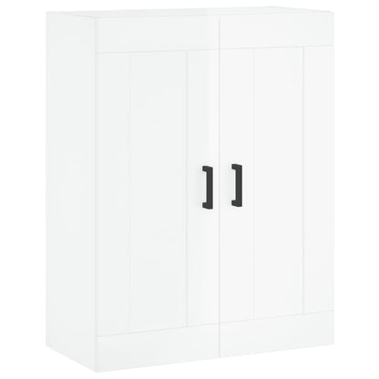 Mobile a Parete Bianco Lucido 69,5x34x90 cm Legno Multistrato