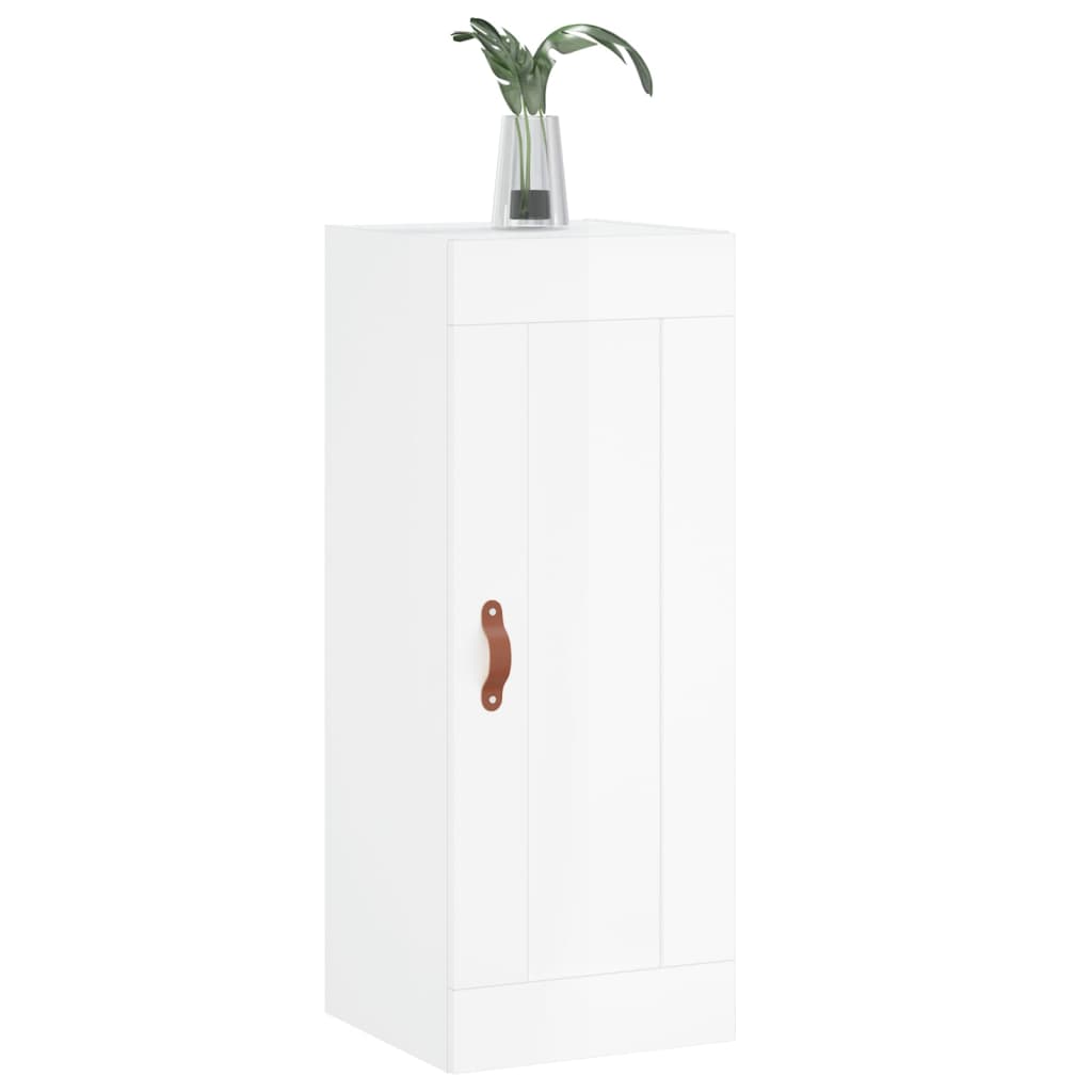 Mobile Parete Bianco Lucido 34,5x34x90 cm in Legno Multistrato