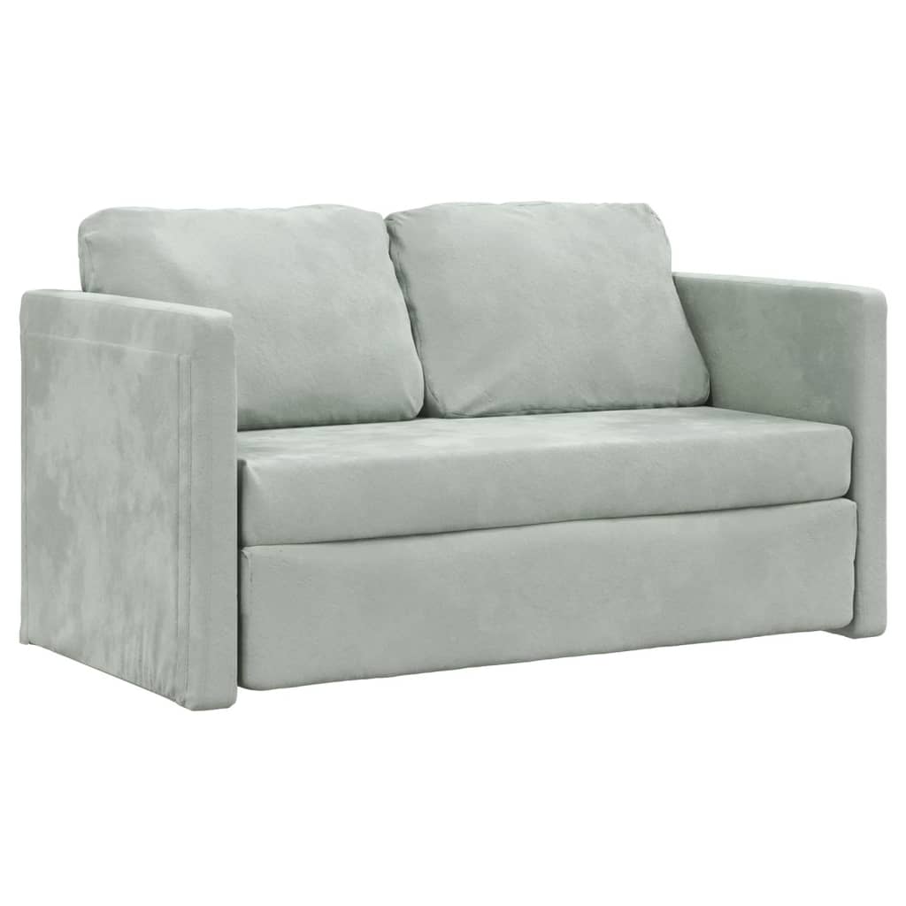 Divano Letto da Terra 2 in 1 Grigio Chiaro 122x204x55cm Velluto