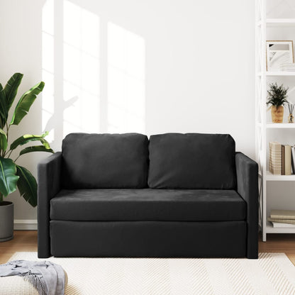 Divano Letto da Terra 2 in 1 Nero 122x204x55 cm Velluto