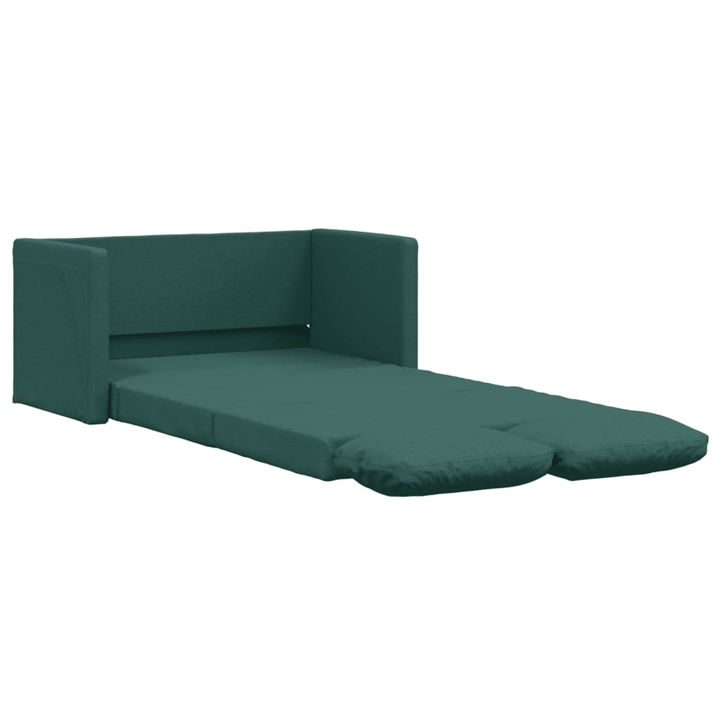 Divano Letto da Terra 2 in 1 Verde Scuro 112x174x55 cm Tessuto