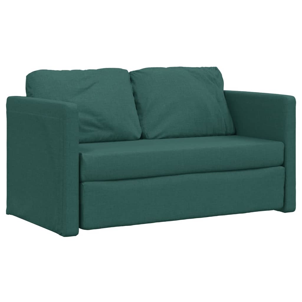 Divano Letto da Terra 2 in 1 Verde Scuro 112x174x55 cm Tessuto