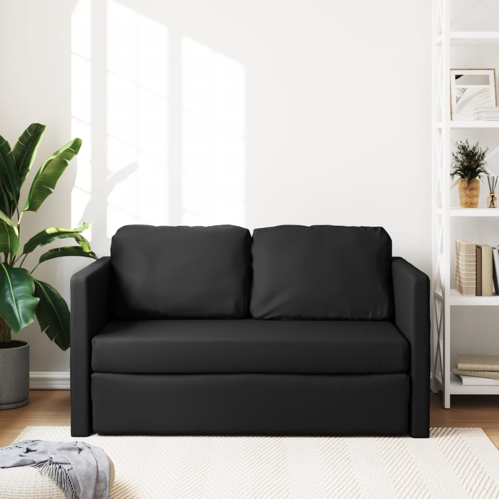 Divano Letto da Terra 2 in 1 Nero 112x174x55 cm Similpelle