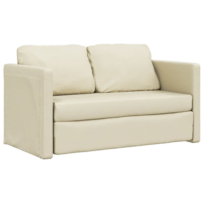 Divano Letto da Terra 2 in 1 Crema 112x174x55 cm Similpelle