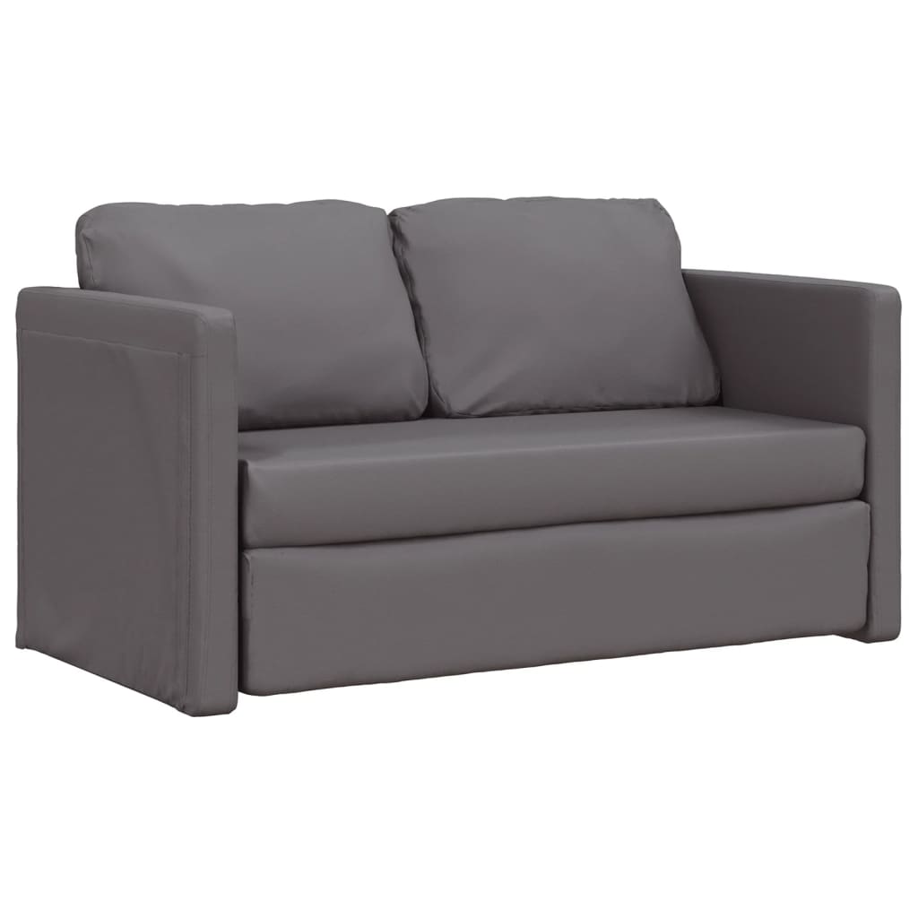 Divano Letto da Terra 2 in 1 Grigio 112x174x55 cm Similpelle
