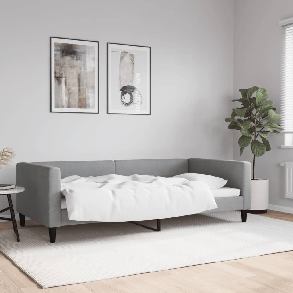 Letto da Giorno Grigio Chiaro 100x200 cm in Tessuto
