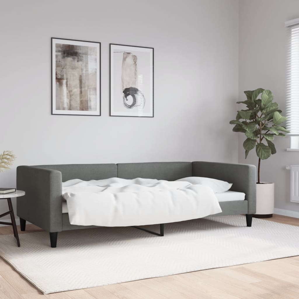 Letto da Giorno Grigio Scuro 100x200 cm in Tessuto
