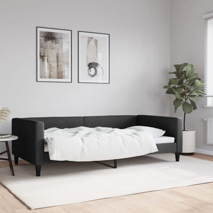 Letto da Giorno Nero 100x200 cm in Tessuto