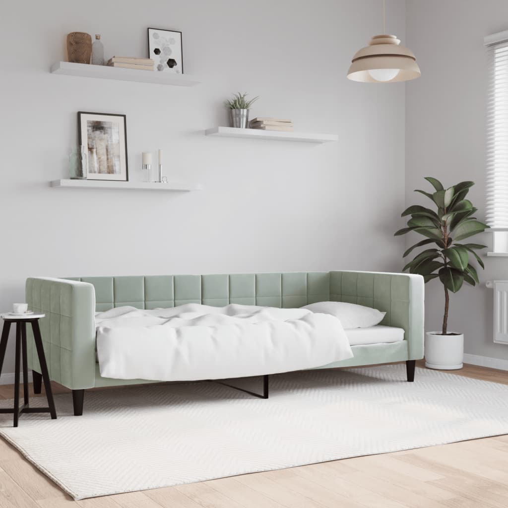 Letto da Giorno Grigio Chiaro 80x200 cm in Velluto