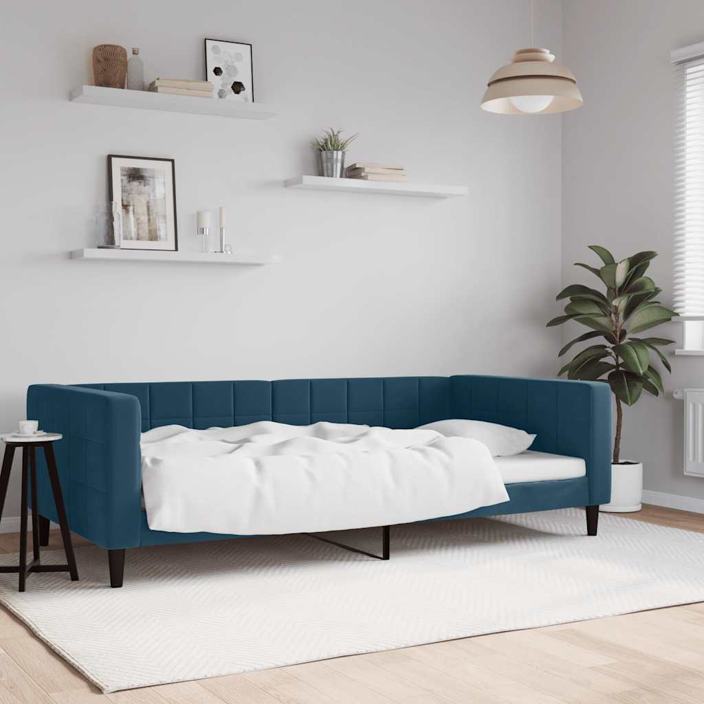 Letto da Giorno Blu 100x200 cm in Velluto
