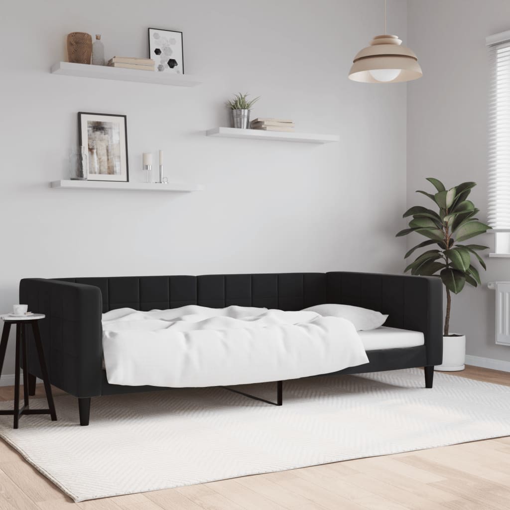 Letto da Giorno Nero 100x200 cm in Velluto