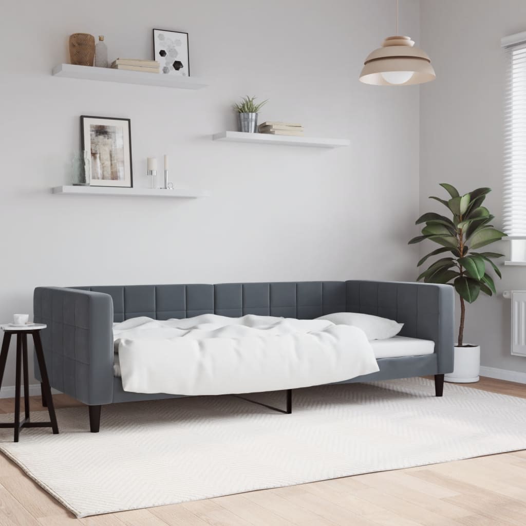 Letto da Giorno Grigio Scuro 90x190 cm in Velluto