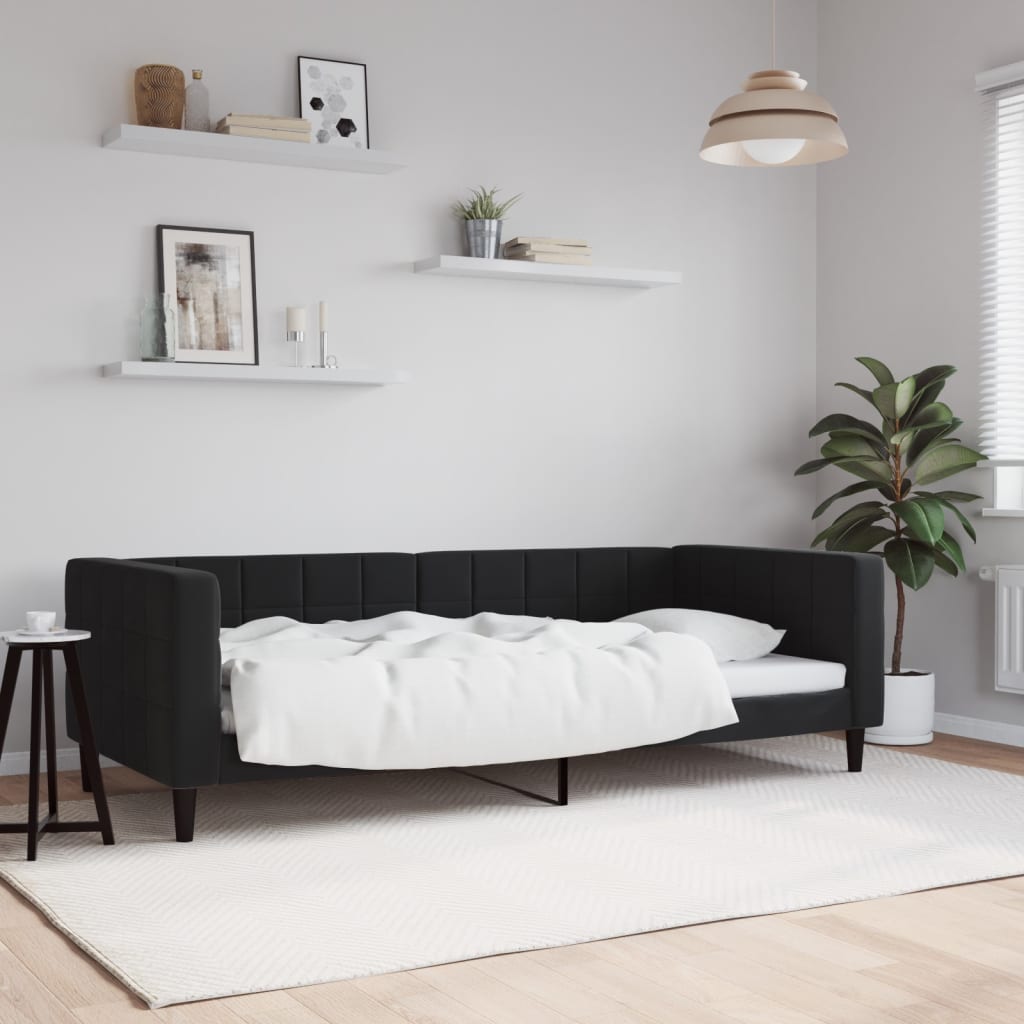 Letto da Giorno Nero 90x190 cm in Velluto
