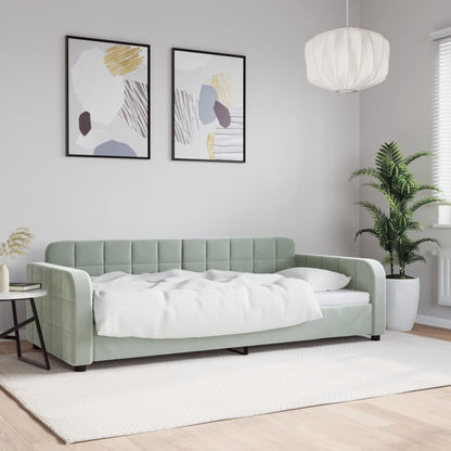 Letto da Giorno Grigio Chiaro 90x190 cm in Velluto