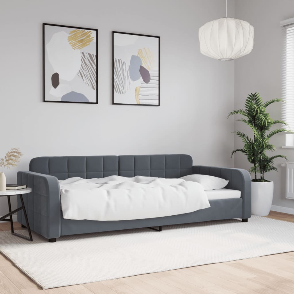 Letto da Giorno Grigio Scuro 90x190 cm in Velluto