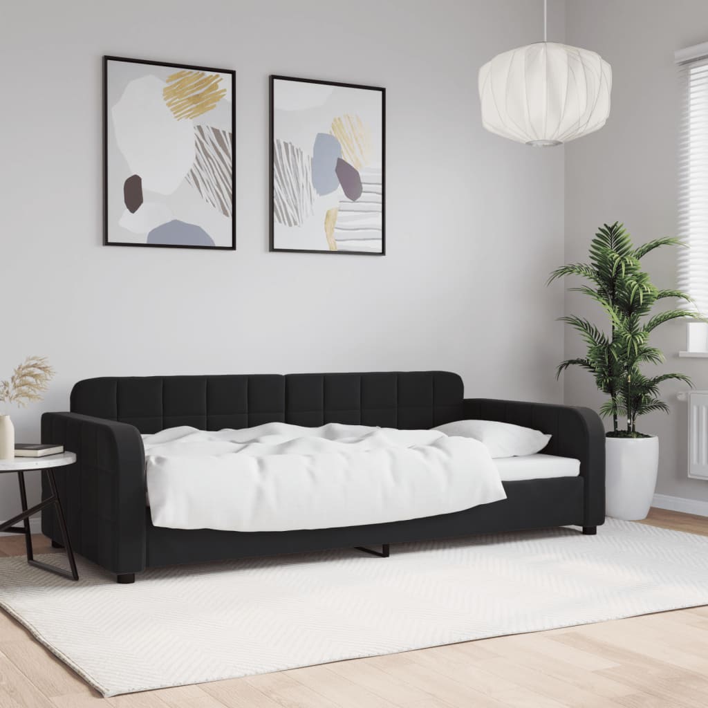 Letto da Giorno Nero 90x190 cm in Velluto