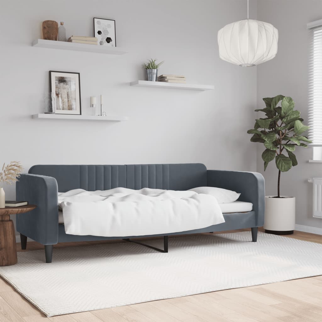 Letto da Giorno Grigio Scuro 80x200 cm in Velluto