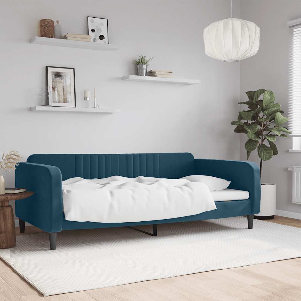 Letto da Giorno Blu 100x200 cm in Velluto
