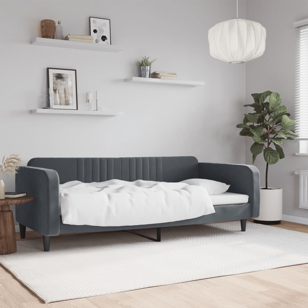 Letto da Giorno Grigio Scuro 90x190 cm in Velluto