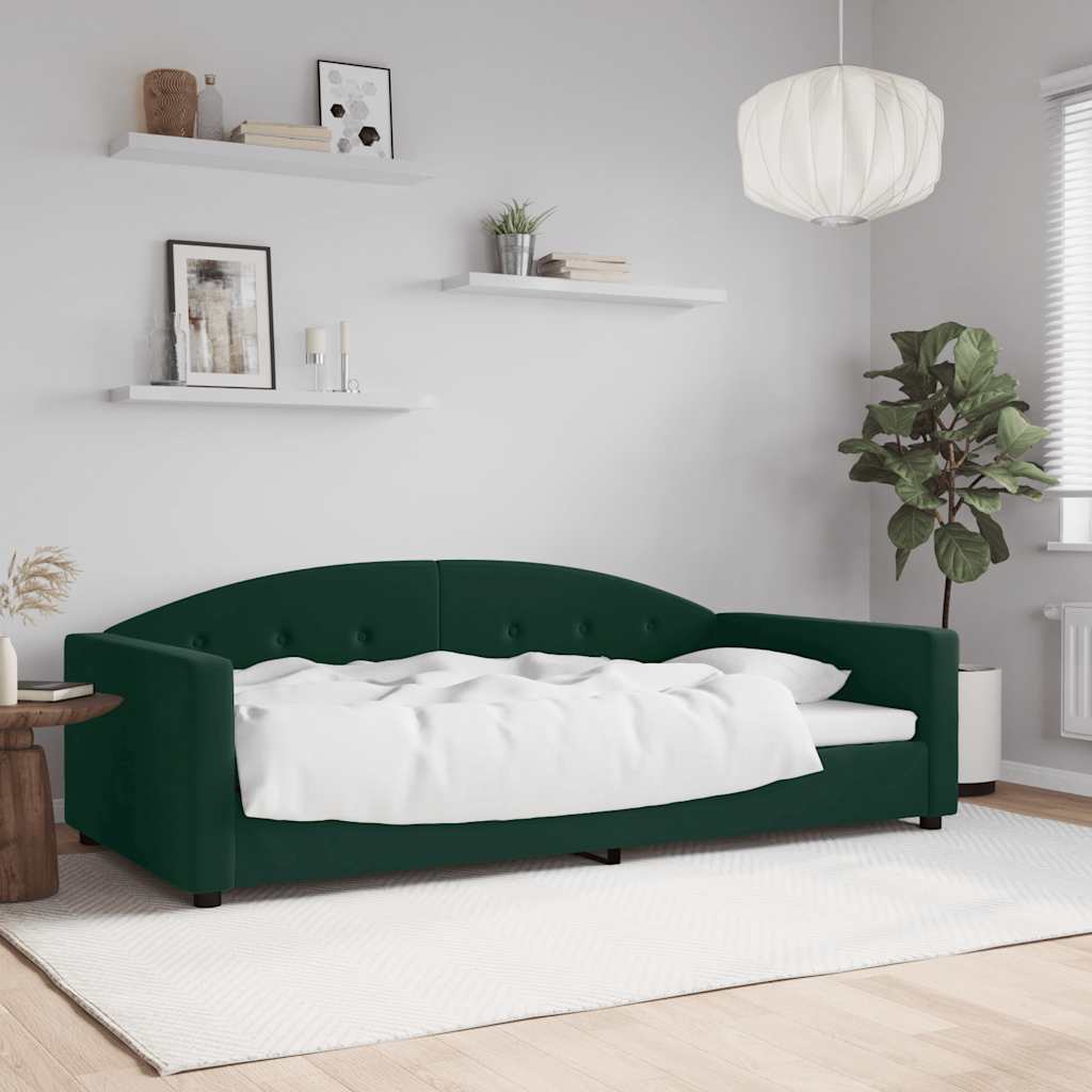 Letto da Giorno Verde Scuro 100x200 cm in Velluto
