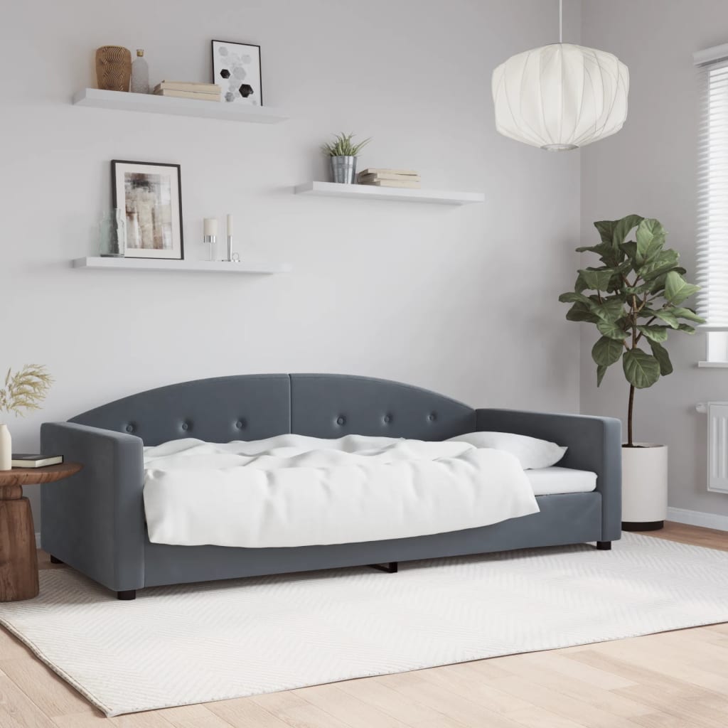 Letto da Giorno Grigio Scuro 90x190 cm in Velluto