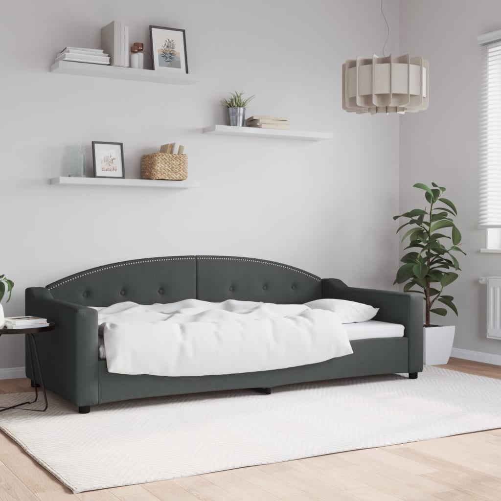Letto da Giorno Grigio 90x200 cm in Tessuto