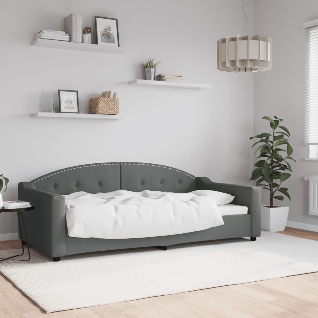 Letto da Giorno Grigio Scuro 90x190 cm in Tessuto