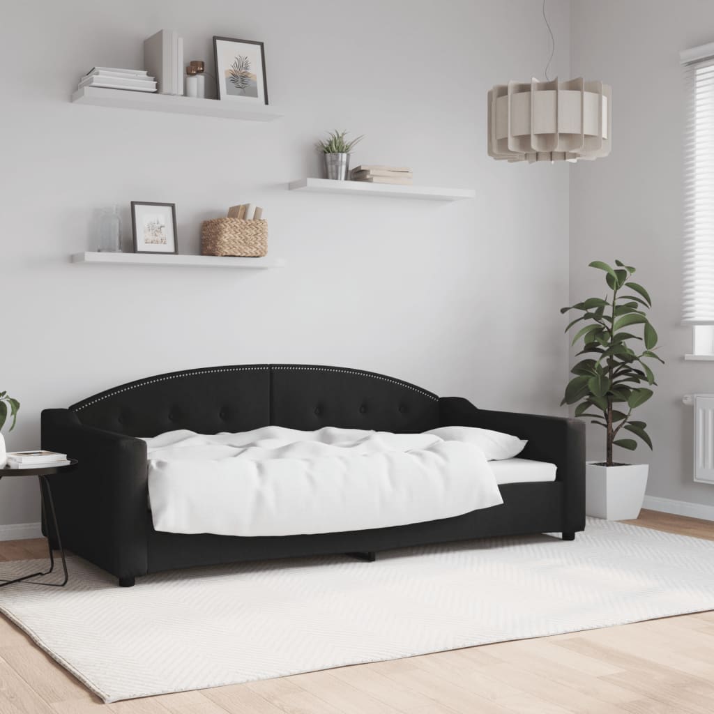 Letto da Giorno Nero 90x190 cm in Tessuto