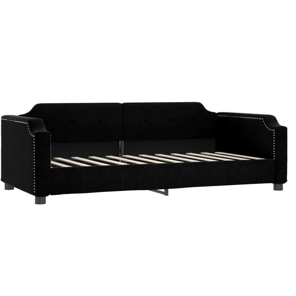 Letto da Giorno Nero 100x200 cm in Tessuto