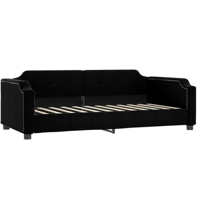 Letto da Giorno Nero 100x200 cm in Tessuto