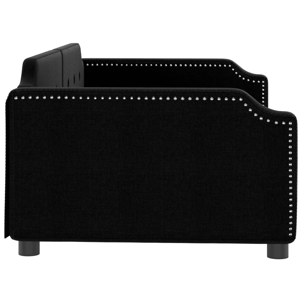 Letto da Giorno Nero 100x200 cm in Tessuto