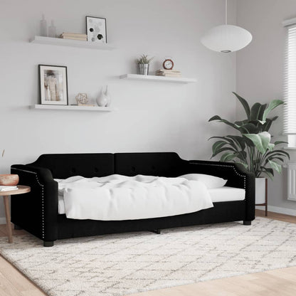 Letto da Giorno Nero 100x200 cm in Tessuto