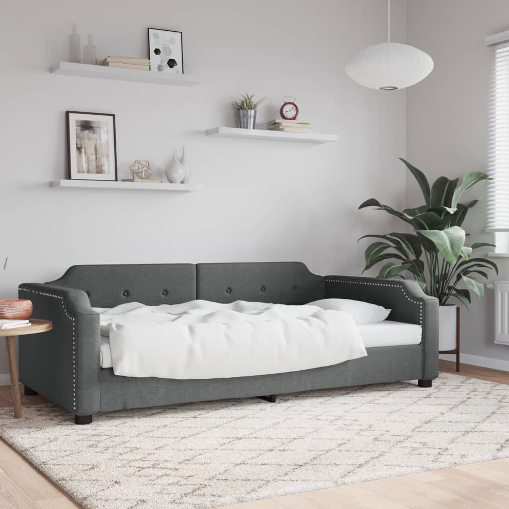 Letto da Giorno Grigio Scuro 90x190 cm in Tessuto
