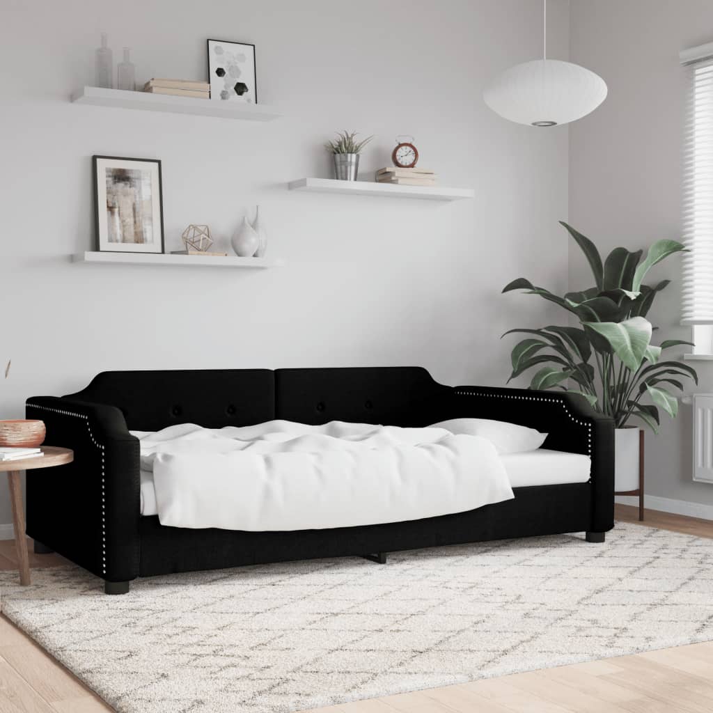 Letto da Giorno Nero 90x190 cm in Tessuto