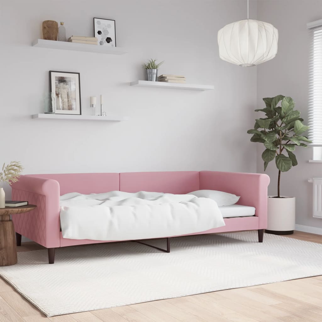 Letto da Giorno Rosa 100x200 cm in Velluto