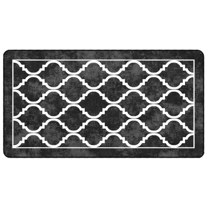 Tappeto Lavabile Nero e Bianco 80x150 cm Antiscivolo