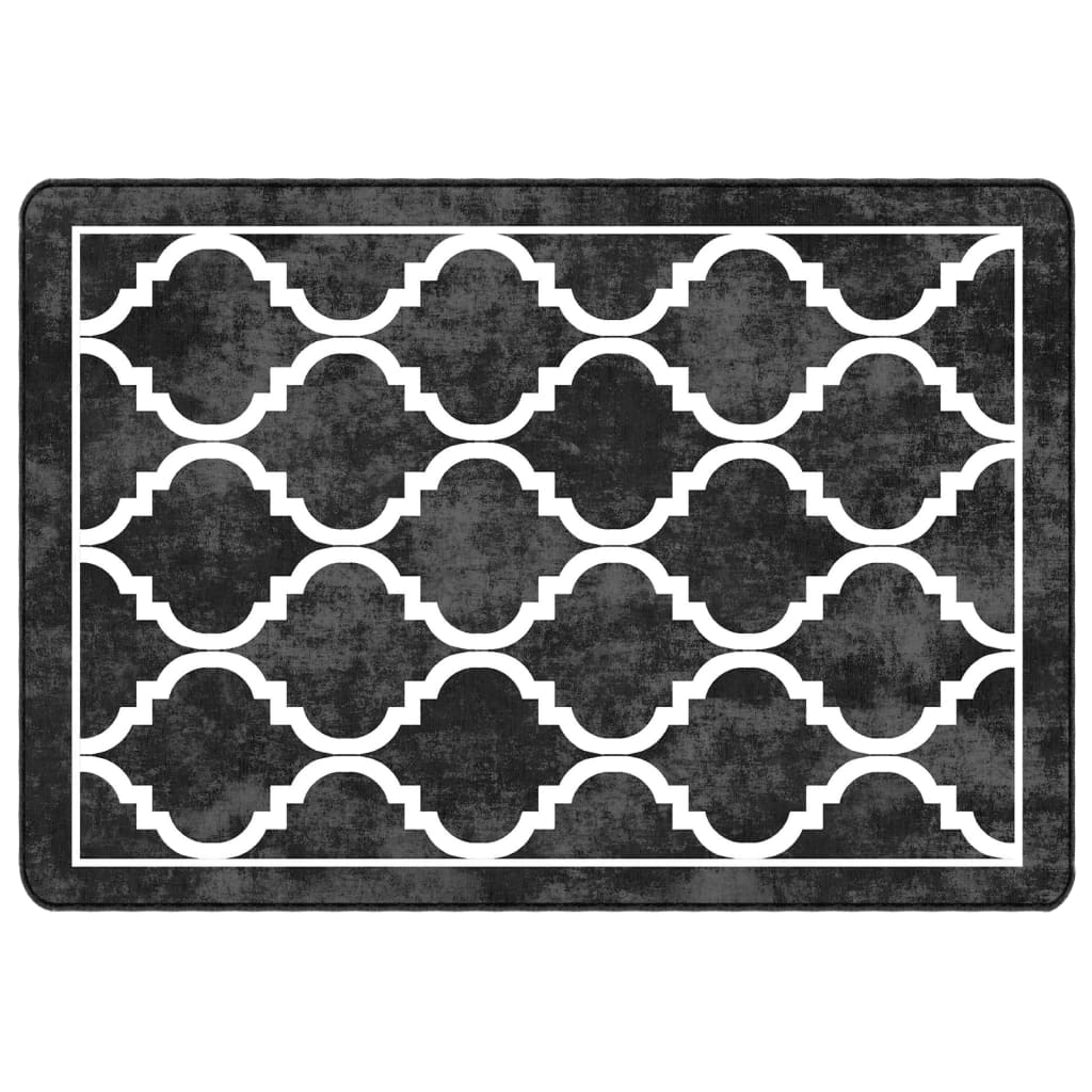 Tappeto Lavabile Nero e Bianco 160x230 cm Antiscivolo